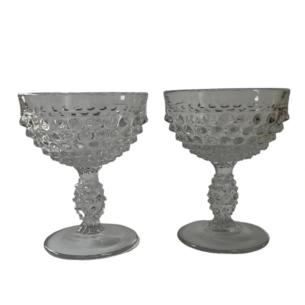 Hobnail Clear Pressed Glass Champagne/Tall Sherbet by Duncan & Miller (Set of 4)
